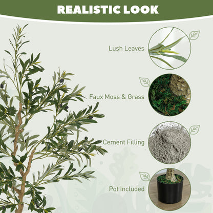 HOMCOM Set of Two Silk Leaf Artificial Olive Trees