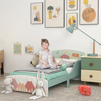 ZONEKIZ Toddler Bed Frame, Kids Bedroom Furniture for Ages 3-6 Years, Green-Toddler Beds-ChewyGames-ChewyGames