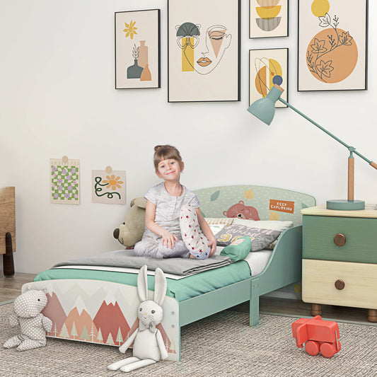 ZONEKIZ Toddler Bed Frame, Kids Bedroom Furniture for Ages 3-6 Years, Green-Toddler Beds-ChewyGames-ChewyGames