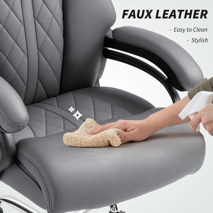 HOMCOM Super Padded Faux Leather Office Chair - Charcoal Grey