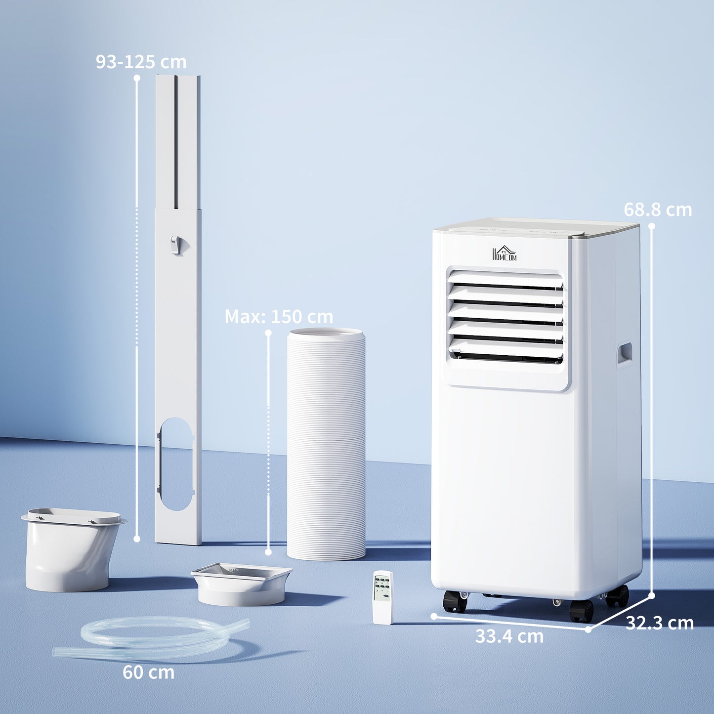 HOMCOM 7000 BTU Air Conditioning Unit, 3-in-1 Portable Air Conditioner, Dehumidifier, Cooling Fan with 2 Speeds, 24H Timer, Remote Control, LED Display, Window Venting Kit, 15m²