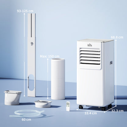 HOMCOM 7000 BTU Air Conditioning Unit, 3-in-1 Portable Air Conditioner, Dehumidifier, Cooling Fan with 2 Speeds, 24H Timer, Remote Control, LED Display, Window Venting Kit, 15m²