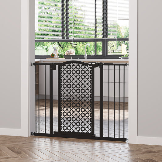 PawHut 74-105cm Pet Safety Gate Stair Barrier, with Auto Close, Double Locking - Black--ChewyGames-ChewyGames
