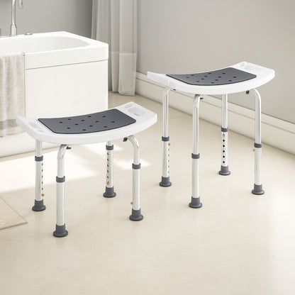 HOMCOM Shower Chair, Adjustable Height Shower Stool with Aluminium Frame and Non-Slip Feet, Bathtub Stool Seat with Padded Seat for Elderly Disabled Handicap, Grey