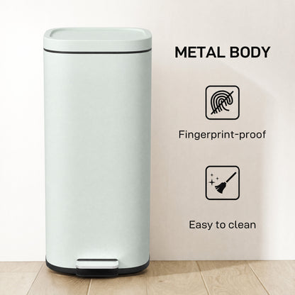 HOMCOM 30L Kitchen Bin, Compact Pedal Bin with Soft-Close and Stay-Open Lid, Removable Bucket for Kitchen, Home, Office, Green
