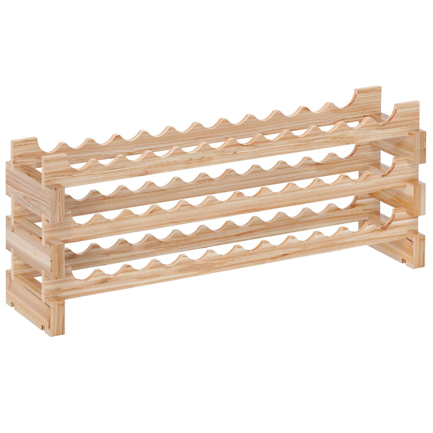 HOMCOM Three-Tier, 36 Bottle Wooden Wine Rack - Natural