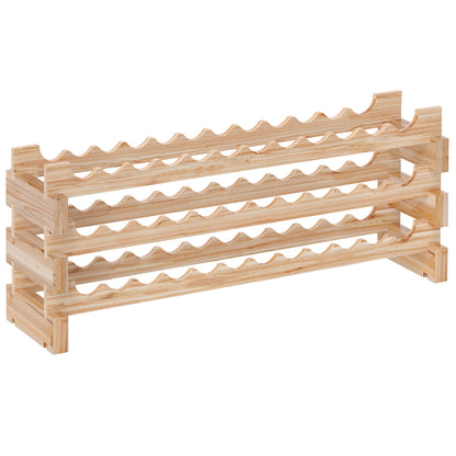 HOMCOM Three-Tier, 36 Bottle Wooden Wine Rack - Natural