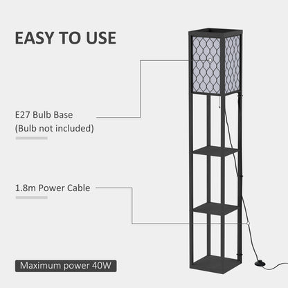HOMCOM Three-Shelf Standing Lamps Set of 2 - Black