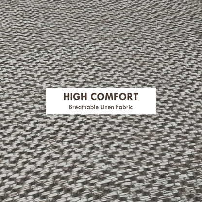 HOMCOM Round Linen-Look Storage Ottoman - Light Grey