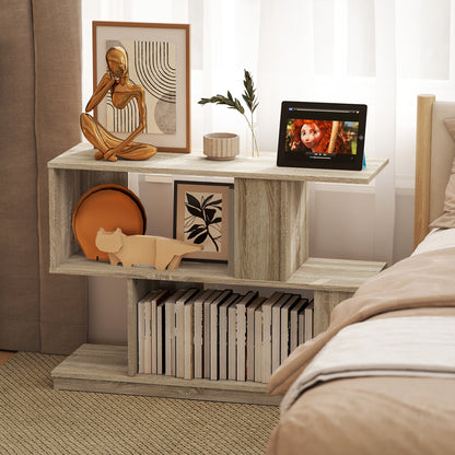 HOMCOM S-Shaped Side Table - Natural Wood Finish