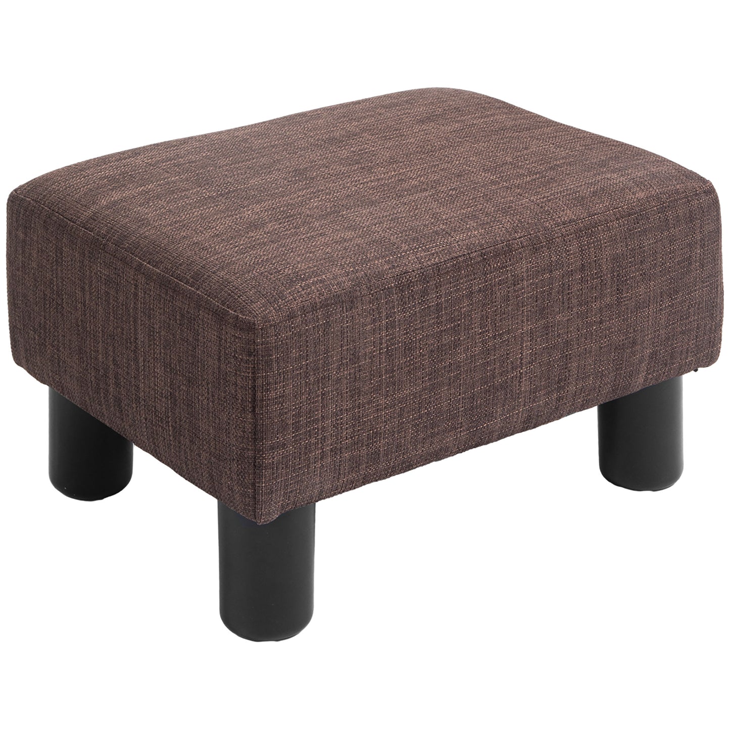 HOMCOM Linen Fabric Footstool Ottoman Cube with 4 Plastic Legs, Brown--ChewyGames-ChewyGames