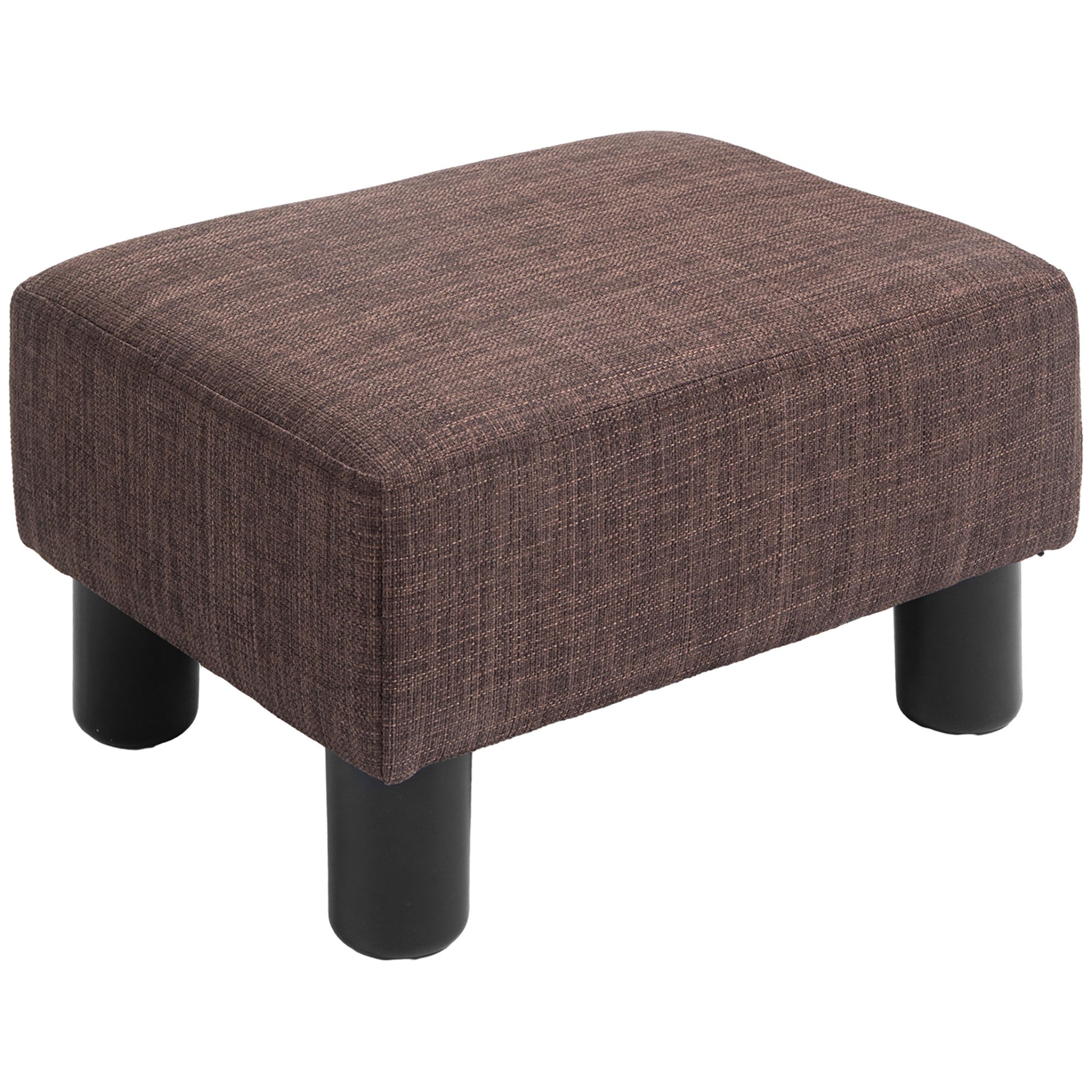 HOMCOM Linen Fabric Footstool Ottoman Cube with 4 Plastic Legs, Brown--ChewyGames-ChewyGames