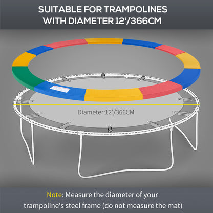 HOMCOM 12FT Replacement Trampoline Pad Thick Foam Safety Φ366cm Spring Cover Bounce Padding - Multi Coloured