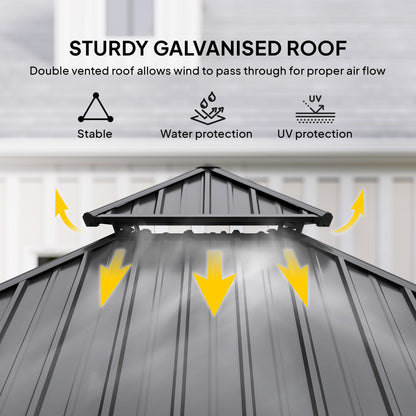 Outsunny 3.5 x 3.5m Outdoor Hardtop Gazebo Canopy with Two-tier Metal Roof and Solid Wood Frame Outdoor Patio Shelter for Patio, Garden, Black