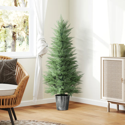 HOMCOM 135cm Artificial Cypress Trees Set of 2, UV Resistant Artificial Plants with Decorative Pot, Fake Plants for Indoor Outdoor Decor, Green--ChewyGames-ChewyGames
