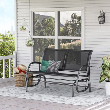 Outsunny 2-Person Outdoor Glider Bench Patio Double Swing Gliding Chair Loveseat w/Power Coated Steel Frame for Garden Patio Porch, Black