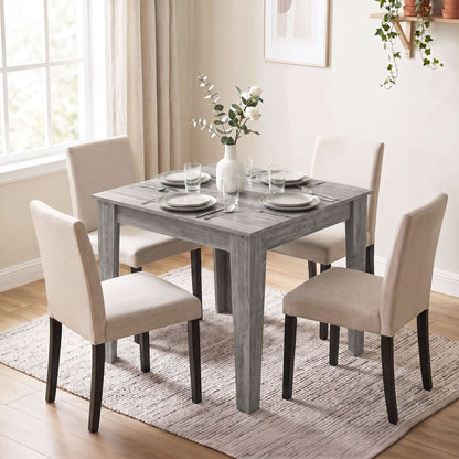 HOMCOM Dining Table for 4, 80L x 80W x 75Hcm, Modern Square Kitchen Table with Wood Effect Tabletop, Grey Wood Effect