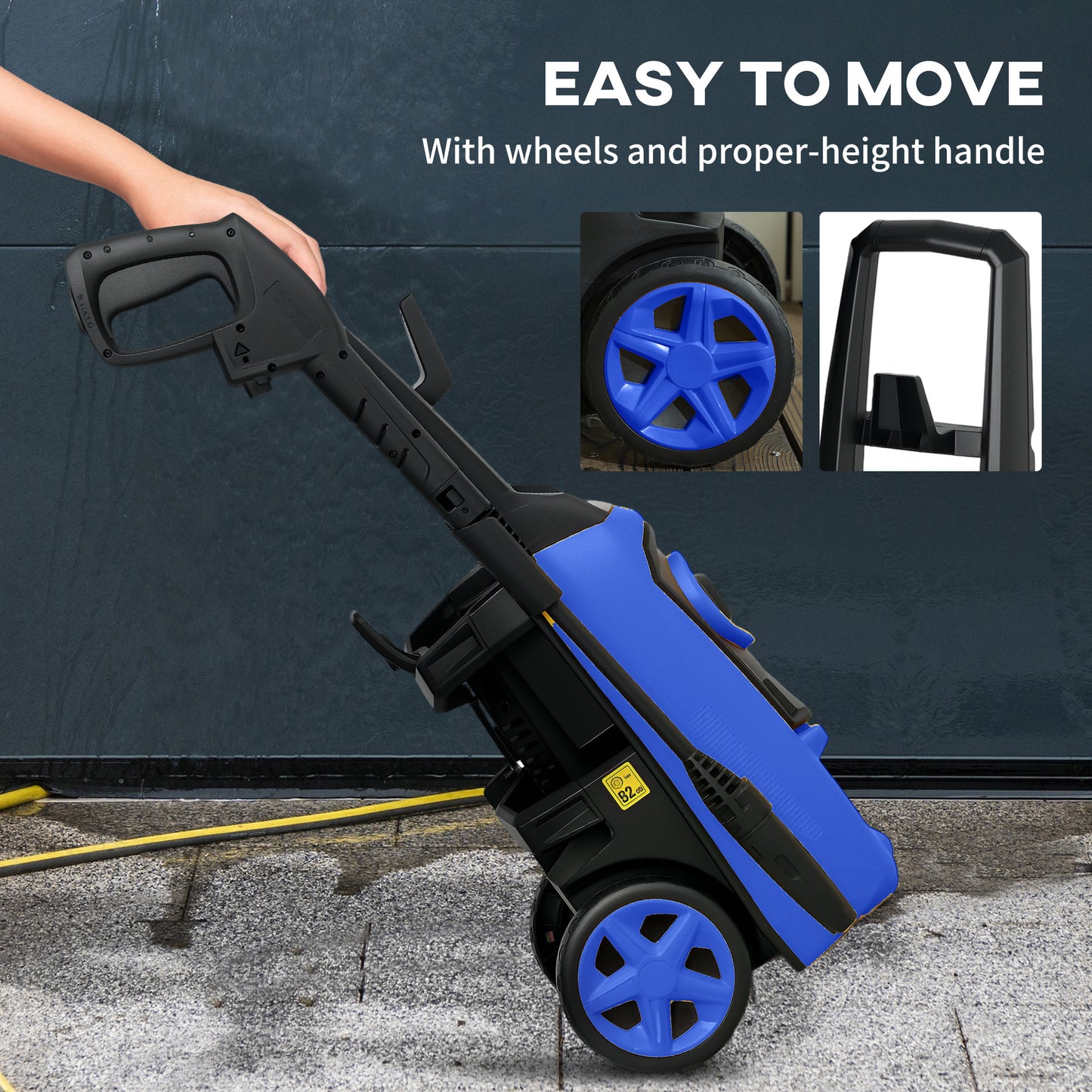DURHAND 1800W High Pressure Washer, 150 Bar Pressure, 510 L/h Flow, High-Performance Portable Power Jet Wash Cleaner Blue