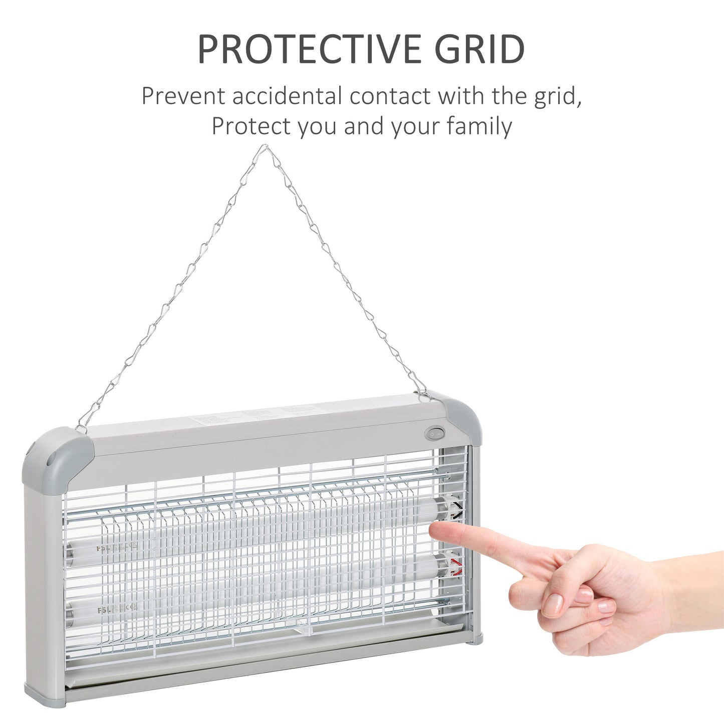 Outsunny Wall Hanging Bug Zapper, 30W Electric Fly Zapper Mosquito Killer, 60㎡ Coverage Insect Killer, Indoor Outdoor Use, Grey
