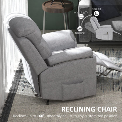 HOMCOM Power Lift Recliner Chair, Electric Lift Chair for Elderly, Overstuffed Linen Fabric Riser and Reclining Armchair with Remote Control, Side Pockets, for Living Room, Grey
