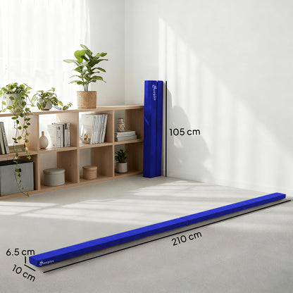 HOMCOM 2.1M 7FT Gymnastics Folding Balance Beam Home Gym Training Exercise Sports - Blue