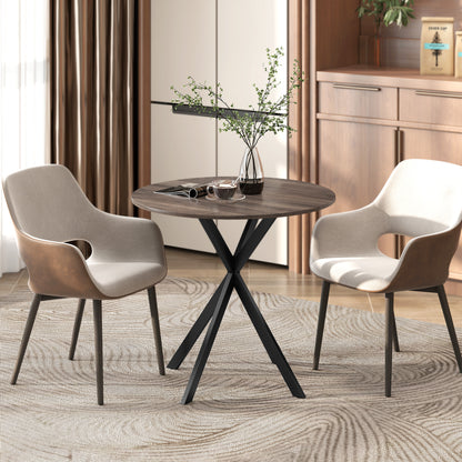 HOMCOM 80cm Industrial Round Dining Table - Brown