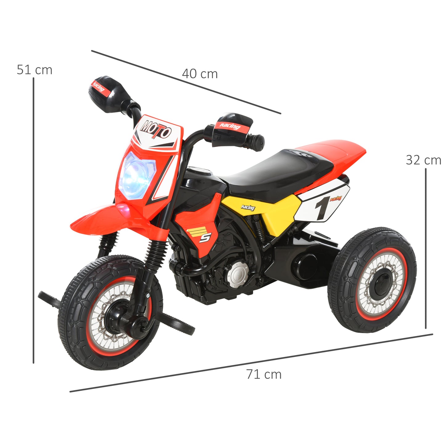 HOMCOM Trike for Kids, Toddler Pedal Motorcycle, Kids Ride On Tricycle Early Learning w/ Music Lights Handlebar Stickers Exercise Boys Girls Gift for 18 - 36 Months Red