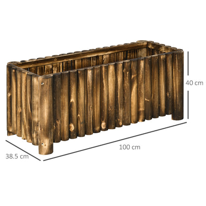 Outsunny Wooden Raised Garden Bed, 100 x 38.5 x 40cm Elevated Planter Box, Outdoor Flower Bed with Drainage Gaps, Easy Assembly, Natural