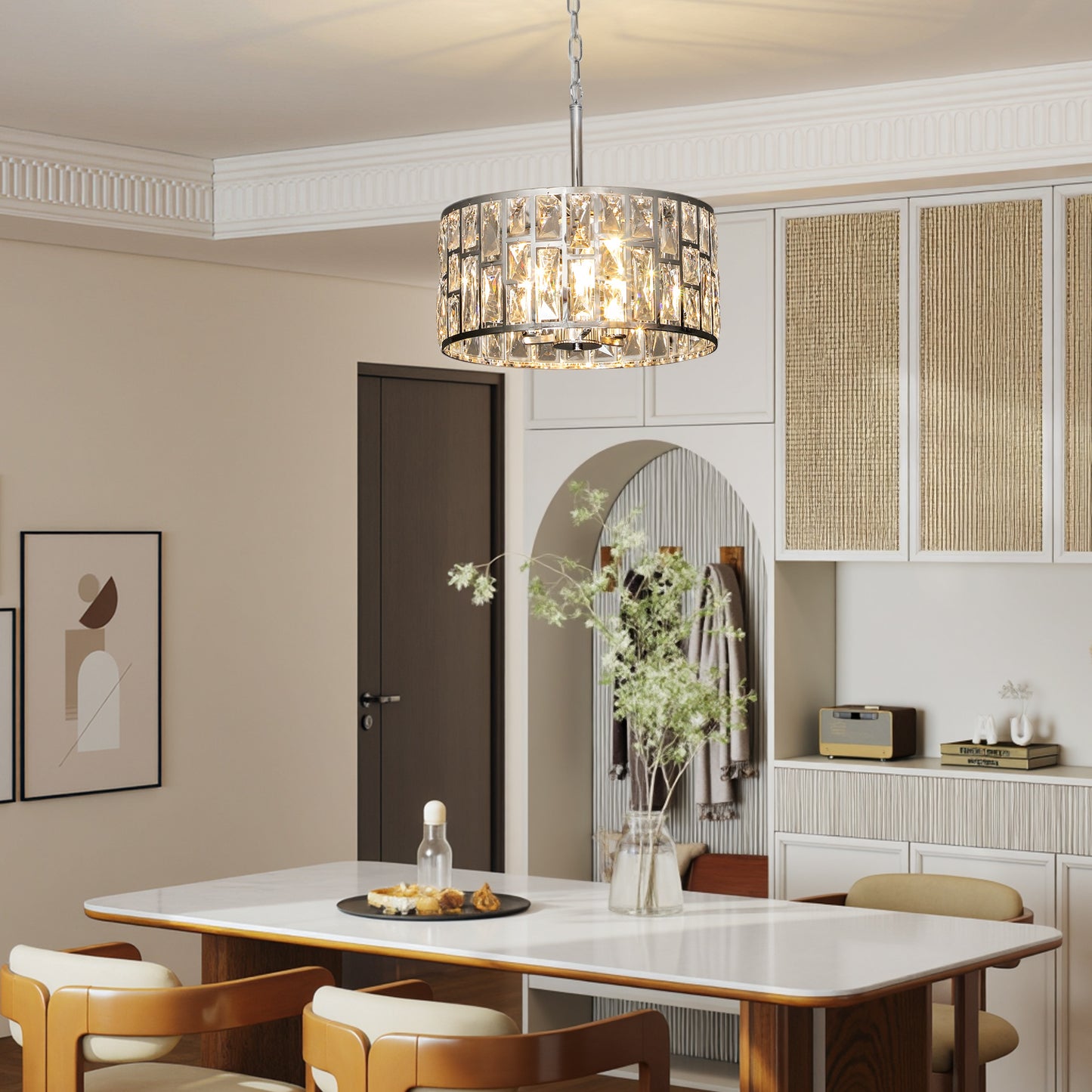 HOMCOM 72 Glass Crystallite Chandelier - Silver-Tone