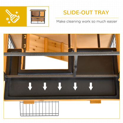 PawHut Guinea Pig Hutch Rabbit Hutch Wood-metal Elevated Pet House Bunny Cage with No-Leak Tray Ramp Openable Roof Outdoor 89.5 x 45 x 81cm Light Yellow--ChewyGames-ChewyGames
