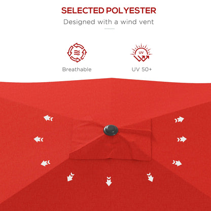 Outsunny 2 x 3 m Rectangular Parasol Umbrella - Red