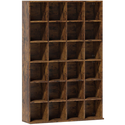 HOMCOM CD Storage Unit with Adjustable Shelves, 89 x 130.5 cm, Rustic Brown