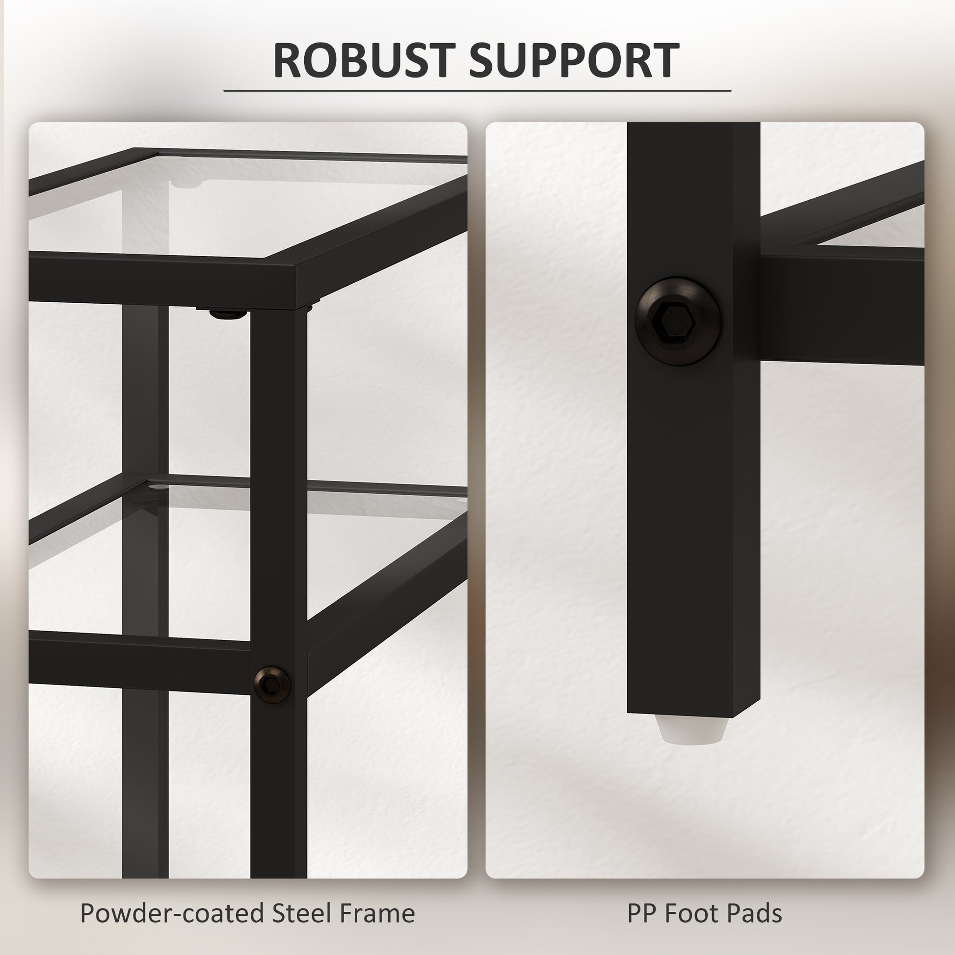 HOMCOM 3-Tier Side Table, Narrow End Table with Storage Shelf and Tempered Glass Tabletop for Small Spaces, Black-End Tables-ChewyGames-ChewyGames