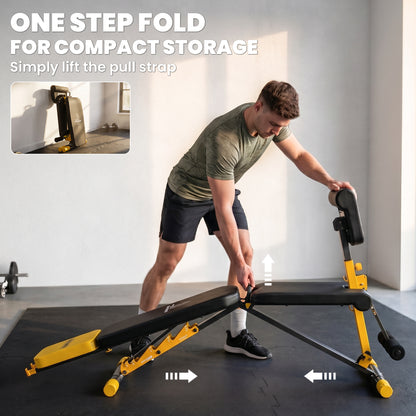 SPORTNOW Adjustable Weight Bench for Home Gym, 300kg Incline Decline Flat Foldable Bench Press with 7 Backrest Positions, Yellow