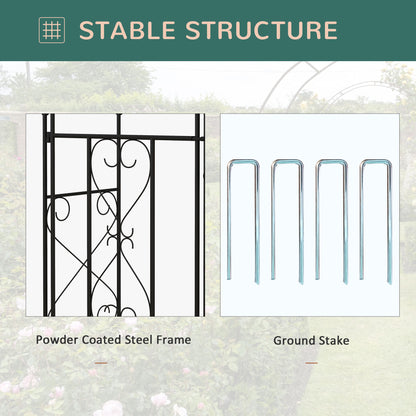 Outsunny Decorative Garden Arch, with Gate - Black