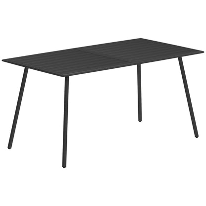 Outsunny Rectangle Garden Table with Slat Top, Steel Frame, Outdoor Table for 6 Person, 150 x 80 x 74 cm, Black--ChewyGames-ChewyGames