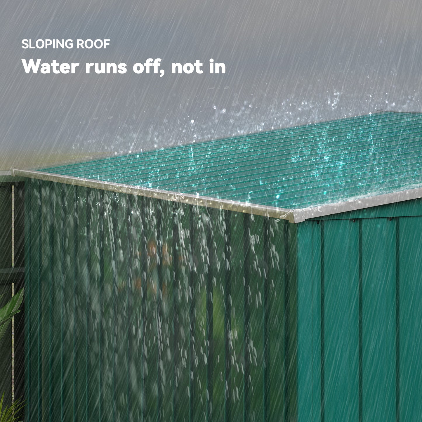 Outsunny 7 x 5ft Galvanised Metal Shed with Sliding Door and Water-Resistant Roof - Green