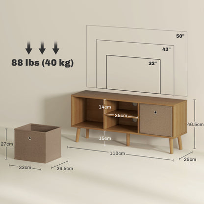 HOMCOM TV Cabinet Stand Unit for TVs up to 50'' with Foldable Drawers, Entertainment Centre for Living Room Brown--ChewyGames-ChewyGames