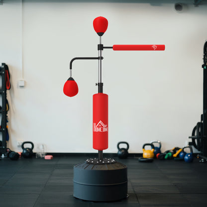 HOMCOM 4-in-1 Boxing Punching Bag, Freestanding with 2 Speed Bals, 360° Reflex Bar, 160-230cm Adjustable Height, Red--ChewyGames-ChewyGames