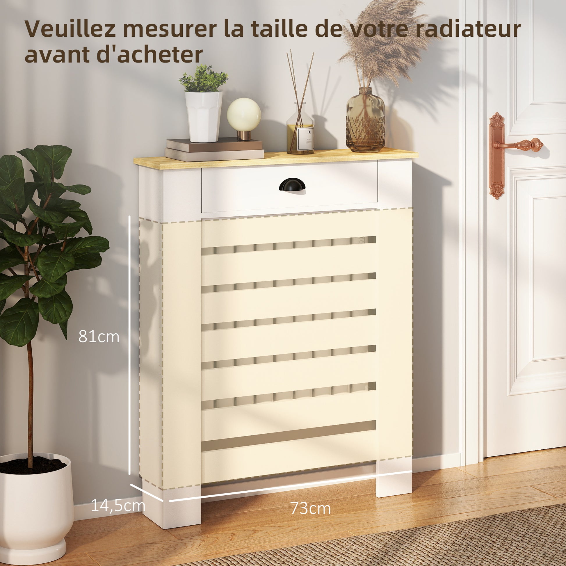 HOMCOM 95.5H x 78Wcm Radiator Cover, with Drawer - White--ChewyGames-ChewyGames