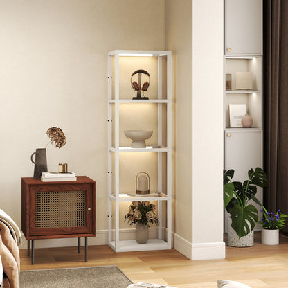 HOMCOM Four-Shelf Floor Lamp - Bleached Oak