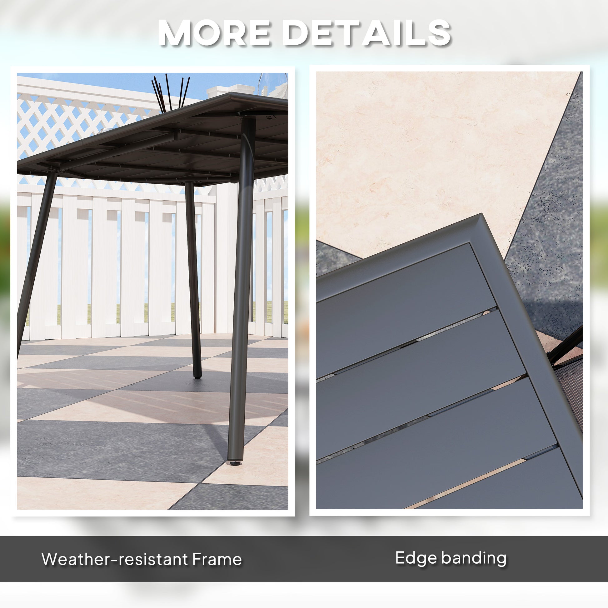Outsunny Rectangle Garden Table with Slat Top, Steel Frame, Outdoor Table for 6 Person, 150 x 80 x 74 cm, Black--ChewyGames-ChewyGames