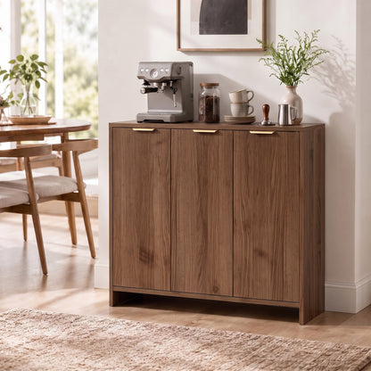 HOMCOM Sideboard Cabinet, Modern Storage Cabinet with 3 Doors and Adjustable Shelves for Living Room, Dining Room, Brown