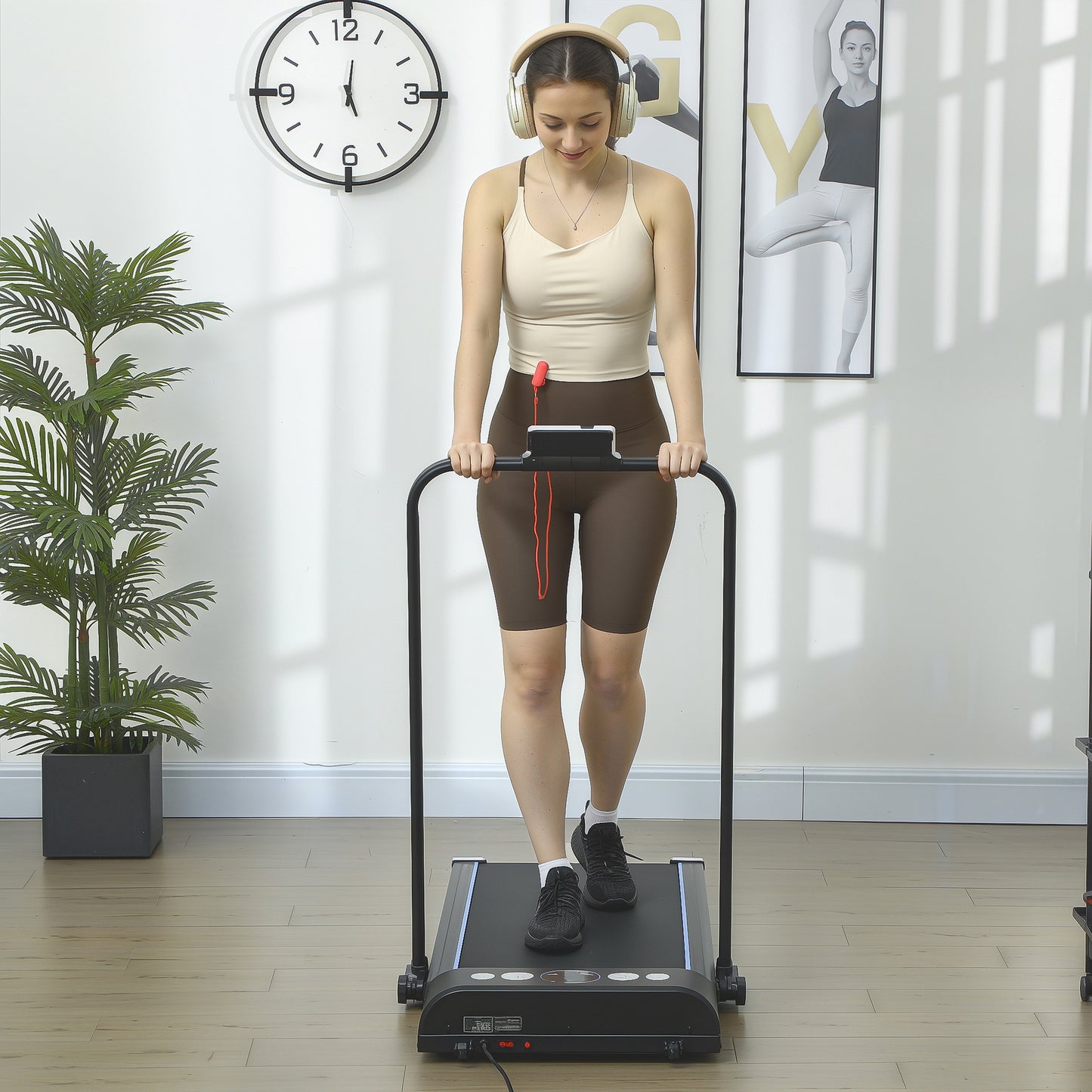 HOMCOM Foldable Walking Treadmill, with LED Display and Wheels, for Home, Office, Gym, Blue
