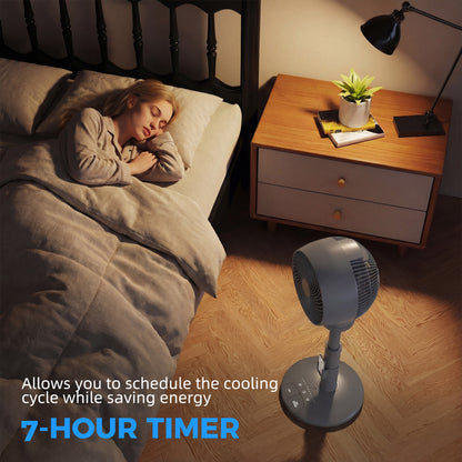 HOMCOM Air Circulator Fan Pedestal Cooling Fan with 3 Speed 3 Mode and Remote Control, 9 Inch, Grey