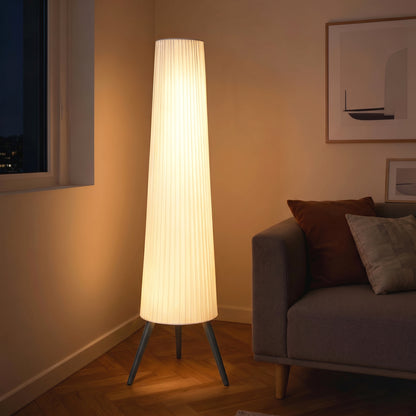 HOMCOM Dimmable Tripod Floor Lamp with Foot Switch, Nordic Standing Lamp with Fabric Shade, 153cm, White