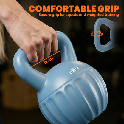 SPORTNOW Kettlebell for Strength Training Kettle Bell with Non-Slip Handle 6 kg Blue