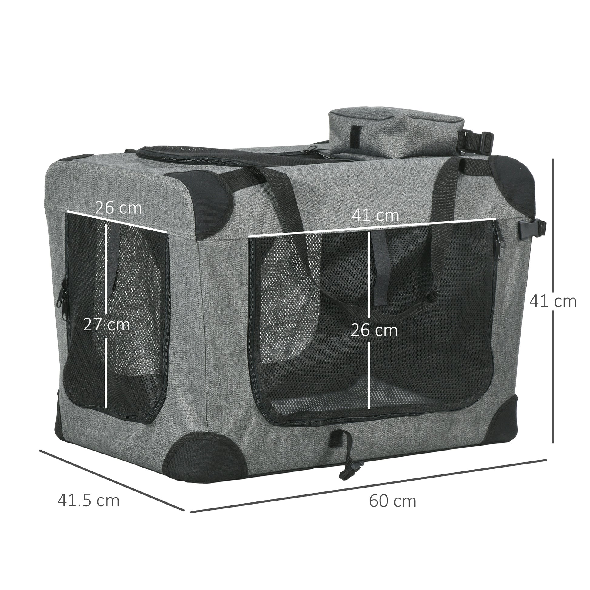 PawHut Oxford Fabric Folding Pet Carrier Bag Grey--ChewyGames-ChewyGames