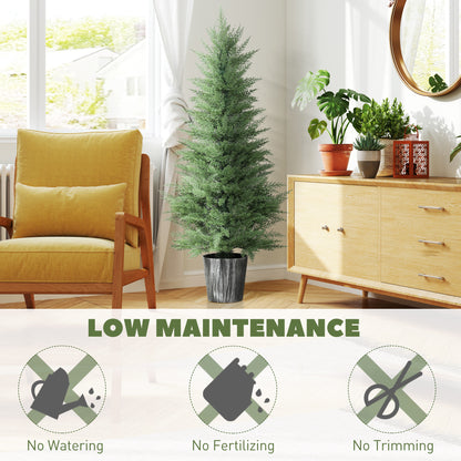 HOMCOM 135cm Artificial Cypress Trees Set of 2, UV Resistant Artificial Plants with Decorative Pot, Fake Plants for Indoor Outdoor Decor, Green--ChewyGames-ChewyGames