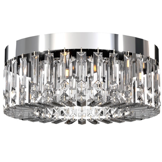 HOMCOM Crystal Chandeliers with 160 Crystal Pendants, 6-Light Ceiling Light for Living Room, Bedroom Dining Room, Silver Tone